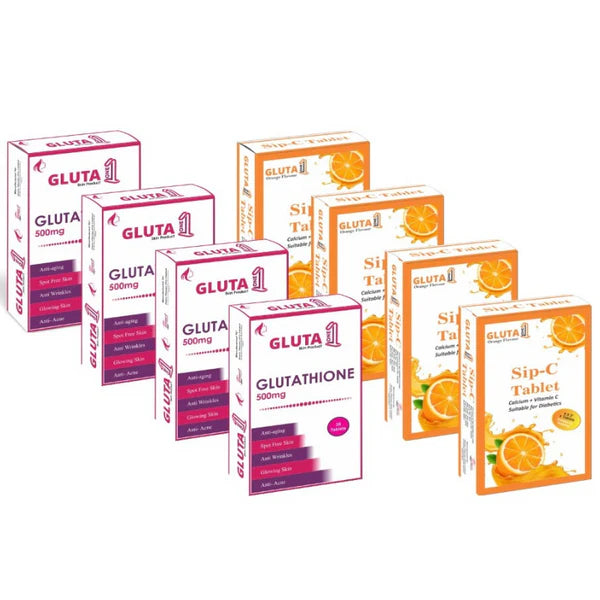 Gluta 1 Tablets ( 2 Months ) Glutathione Tablets - Full Body Skin Whitening