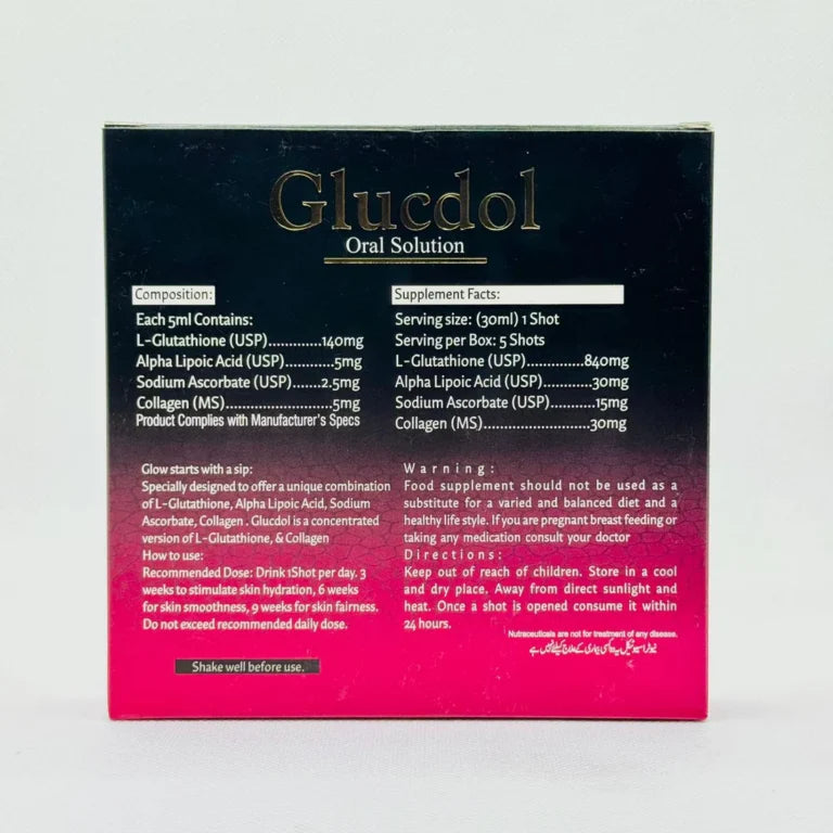 Glucdol Glutathione Oral Shots 840mg (5×30ml)