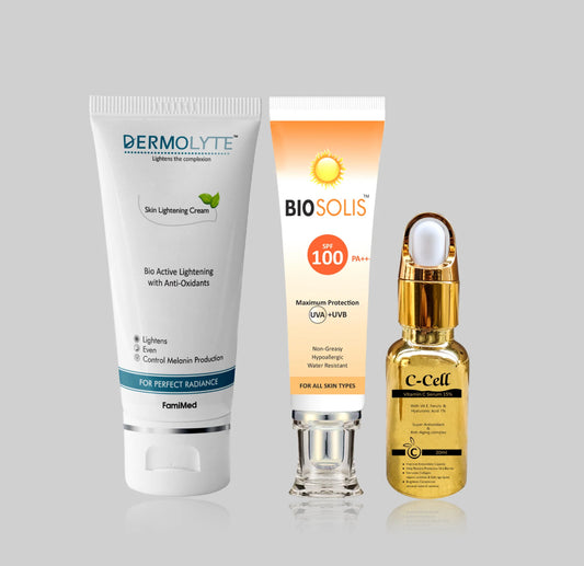 C-Cell Serum + Dermolyte Cream + Biosolis Sunblock