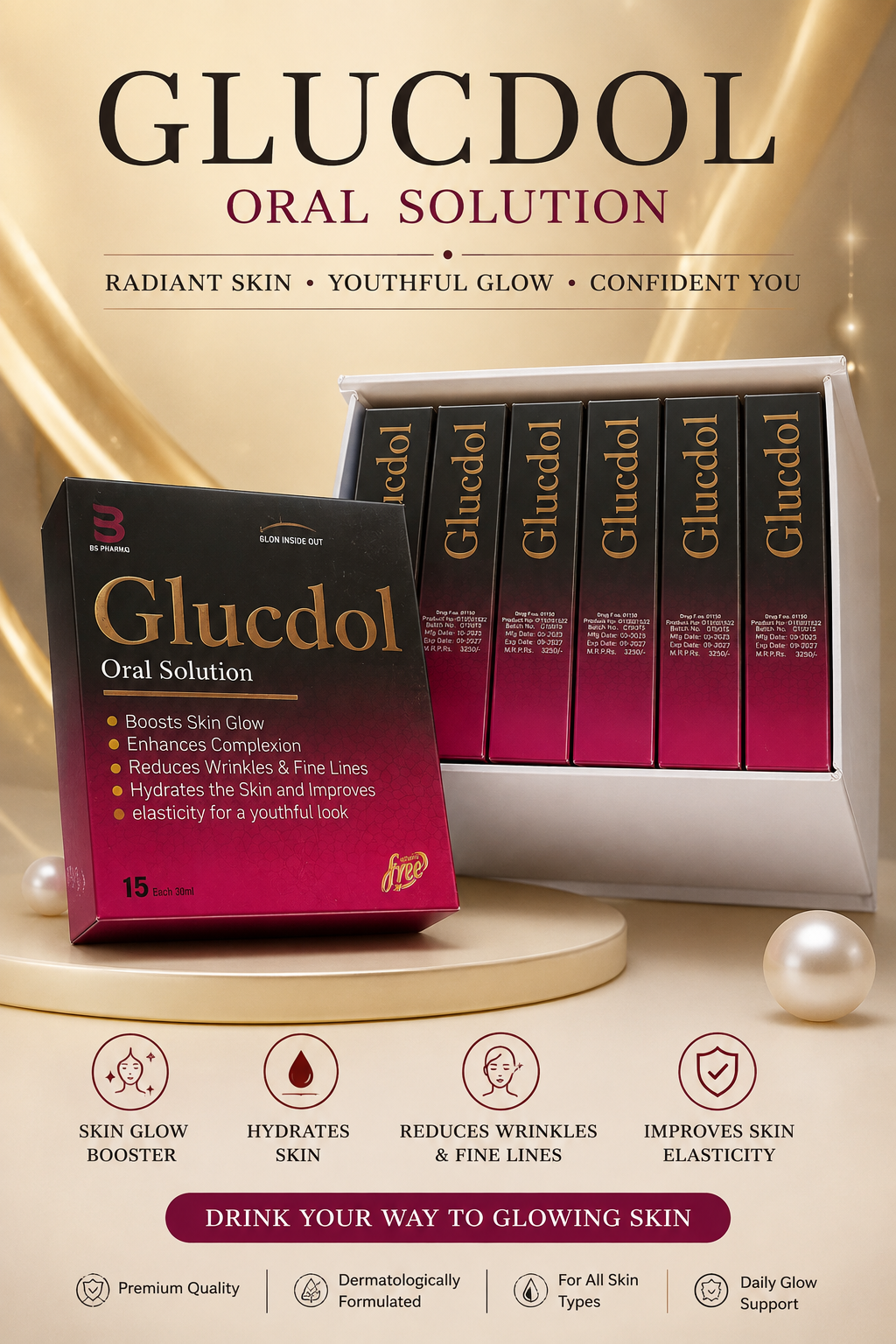 Glucdol 1 Month ( 30 Oral Shots ) 6 Packs of 5 Oral Each Pack