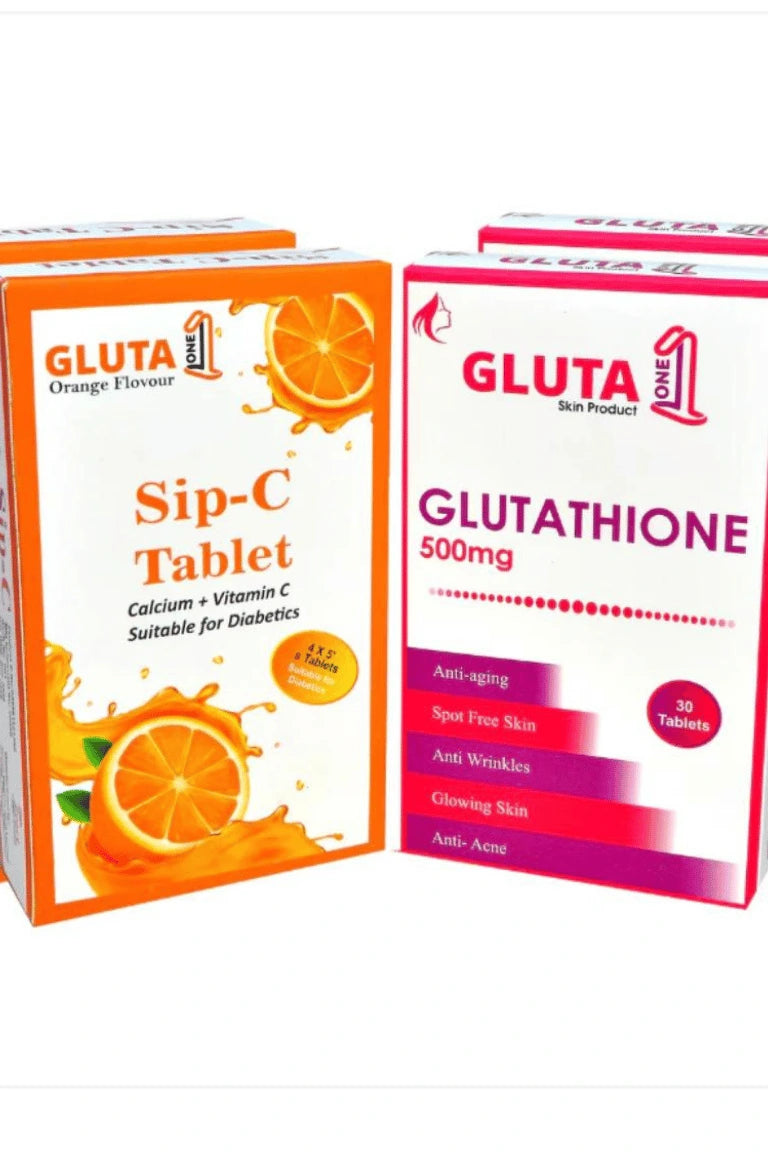 Gluta One Glutathione 500mg Tablets + Sip-C Vitamin C