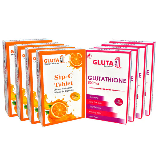 Gluta 1 Tablets ( 2 Months ) Glutathione Tablets - Full Body Skin Whitening