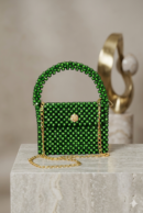 Green Beads Bag - Crystal Bag - Hand Made Bag For Ladies